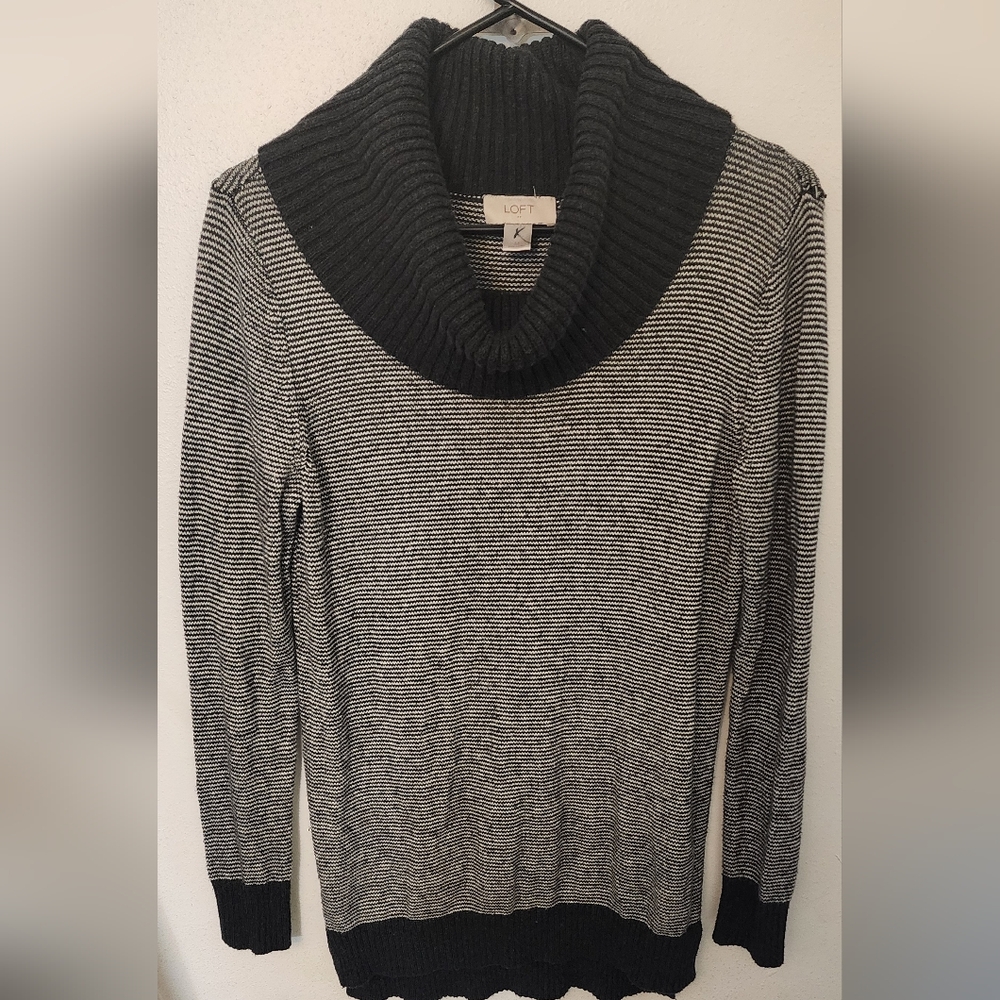 loft striped cowl neck sweater